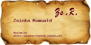 Zsinka Romuald névjegykártya